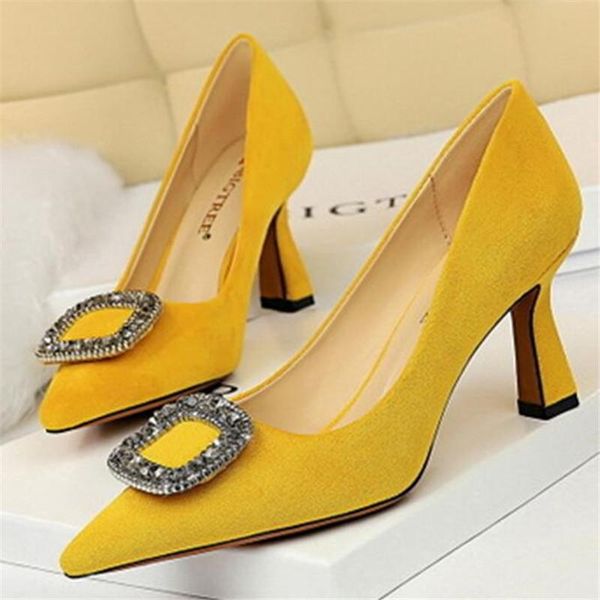 dress shoes 2021 women rhinestone buckle pointed toe pumps suede leisure high heels boat wedding tenis feminino, Black
dress shoes 2021 women rhinestone buckle pointed toe pumps suede leisure high heels boat wedding tenis feminino, Black