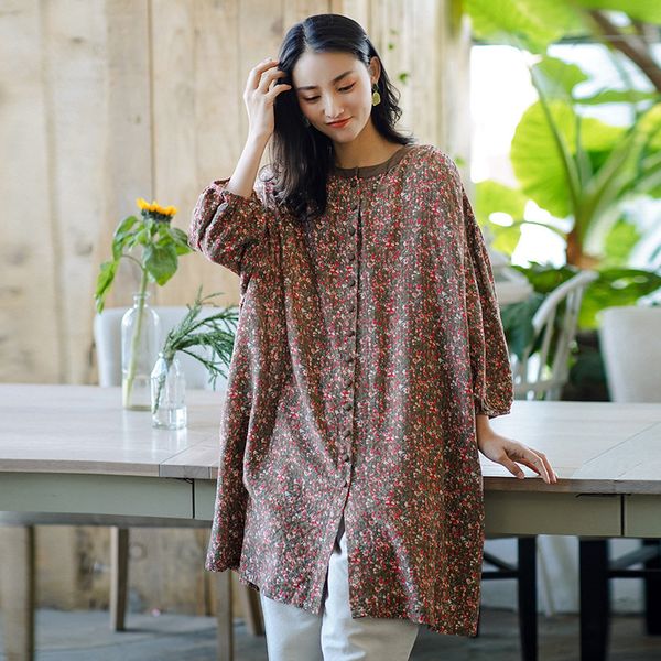 johnature women vintage long shirts print floral o-neck long sleeve blouses chinese style button loose spring shirts 210521, White
johnature women vintage long shirts print floral o-neck long sleeve blouses chinese style button loose spring shirts 210521, White