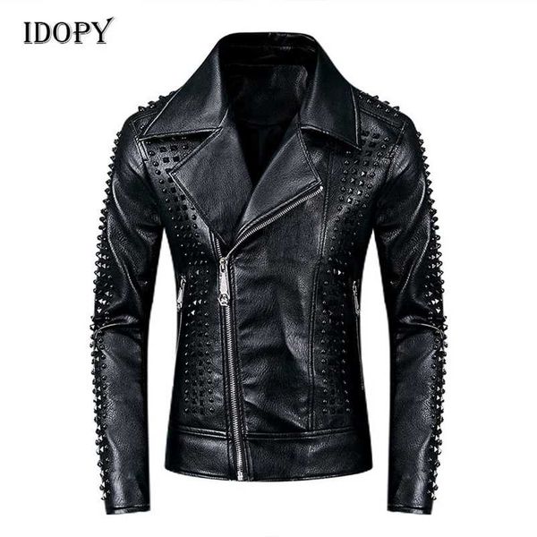idopy men's punk leather jackets black rivets motorcycle leather jackets studded gothic slim fit biker leather coat for male 211111
idopy men's punk leather jackets black rivets motorcycle leather jackets studded gothic slim fit biker leather coat for male 211111
