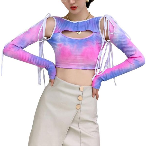 women's t-shirt 2021 women tie dye print long sleeve round neck slim fit hollow out clothing ladies fashion clubwear, White
women's t-shirt 2021 women tie dye print long sleeve round neck slim fit hollow out clothing ladies fashion clubwear, White