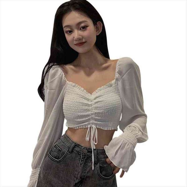 womens fashion off shoulder shirt sweet pleated soild navel exposed chiffon long sleeves blouses, White
womens fashion off shoulder shirt sweet pleated soild navel exposed chiffon long sleeves blouses, White