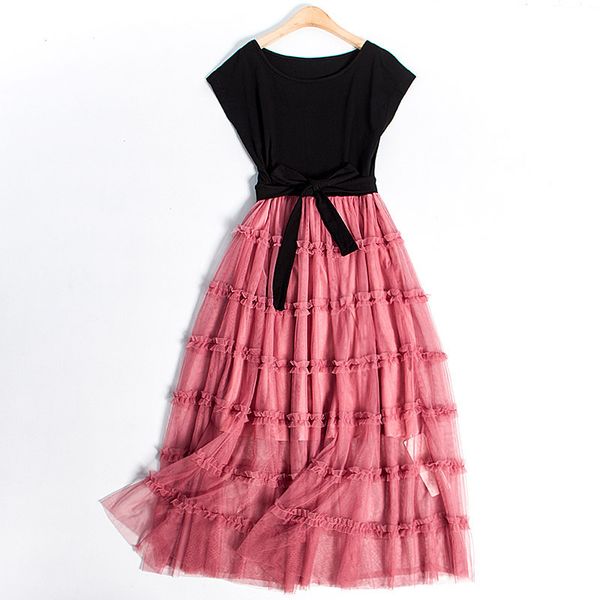 casual dresses dresses summer women ruched ruffles pink mesh patchwork o-neck short sleeve belt long dress bd2v, Black;gray
casual dresses dresses summer women ruched ruffles pink mesh patchwork o-neck short sleeve belt long dress bd2v, Black;gray