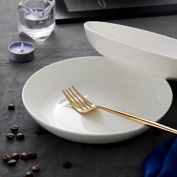 dishes & plates pure white bone porcelain plate, vegetable household round ceramic deep microwave pl 
dishes & plates pure white bone porcelain plate, vegetable household round ceramic deep microwave pl