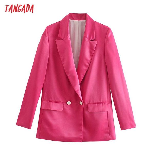 women's suits & blazers tangada women pink satin blazer coat vintage notched collar pocket 2021 fashion female casual chic 8y136, White;black
women's suits & blazers tangada women pink satin blazer coat vintage notched collar pocket 2021 fashion female casual chic 8y136, White;black