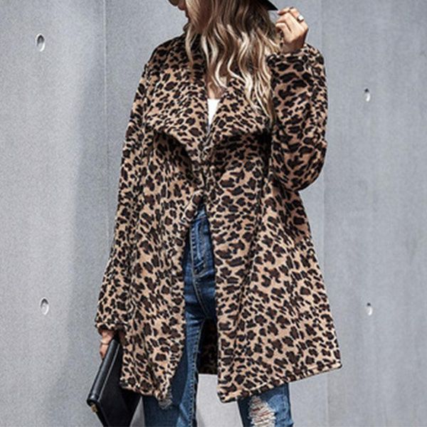 women's wool & blends 2021 autumn/winter european and american faux fur coat leopard print long woolen, Black
women's wool & blends 2021 autumn/winter european and american faux fur coat leopard print long woolen, Black
