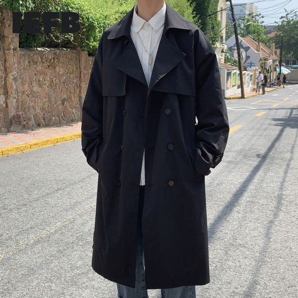 iefb men's wear spring double-breasted long over-knee trench coat overisze windbreaker with belt base coat 9y3716 210524, Tan;black
iefb men's wear spring double-breasted long over-knee trench coat overisze windbreaker with belt base coat 9y3716 210524, Tan;black