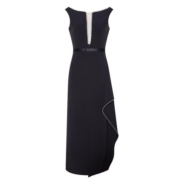casual dresses deep v neck sleeveless cascading ruffle high slit sparkling rhinestone trims decollete woman ceremony, Black;gray
casual dresses deep v neck sleeveless cascading ruffle high slit sparkling rhinestone trims decollete woman ceremony, Black;gray