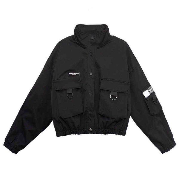 cotton thickened 2021 women's autumn and winter stand collar et ins fashion cool work short coat loose top, Black;brown
cotton thickened 2021 women's autumn and winter stand collar et ins fashion cool work short coat loose top, Black;brown