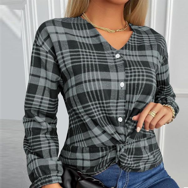 women's blouses & shirts vintage plaid printed womens long sleeve shirt 2022 spring v neck button autumn ladies fashion blouse, White
women's blouses & shirts vintage plaid printed womens long sleeve shirt 2022 spring v neck button autumn ladies fashion blouse, White