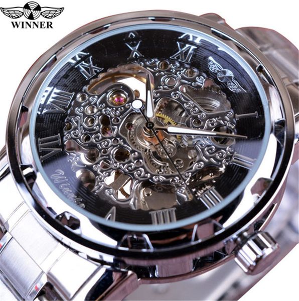 straight winner hollow mechanical watch men's business style steel band watch, Slivery;brown
straight winner hollow mechanical watch men's business style steel band watch, Slivery;brown