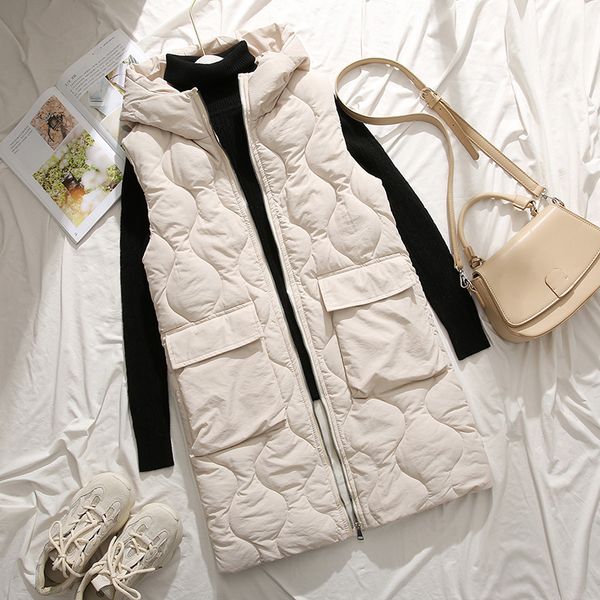 2021 new autumn winter women waistcoat hooded mid-long thick warm sleevess outwear coat down cotton padded female vest m-3xl, Black;white
2021 new autumn winter women waistcoat hooded mid-long thick warm sleevess outwear coat down cotton padded female vest m-3xl, Black;white