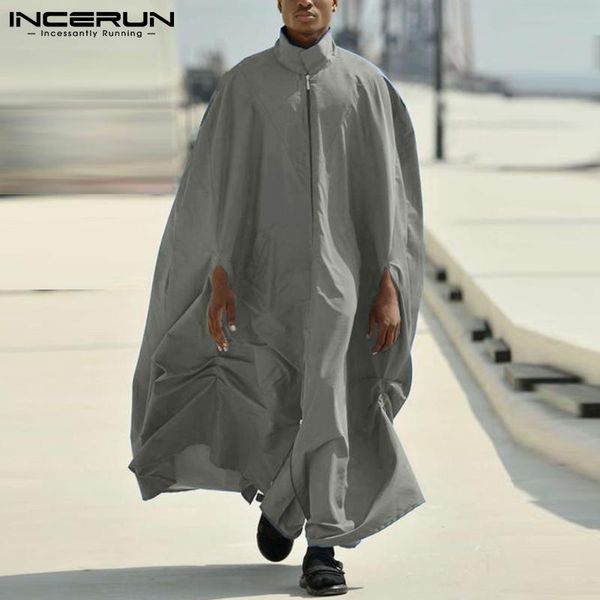 men's trench coats solid color men cloak zipper loose streetwear folds stand collar ponchos 2021 oversized casual outwear incerun, Tan;black
men's trench coats solid color men cloak zipper loose streetwear folds stand collar ponchos 2021 oversized casual outwear incerun, Tan;black