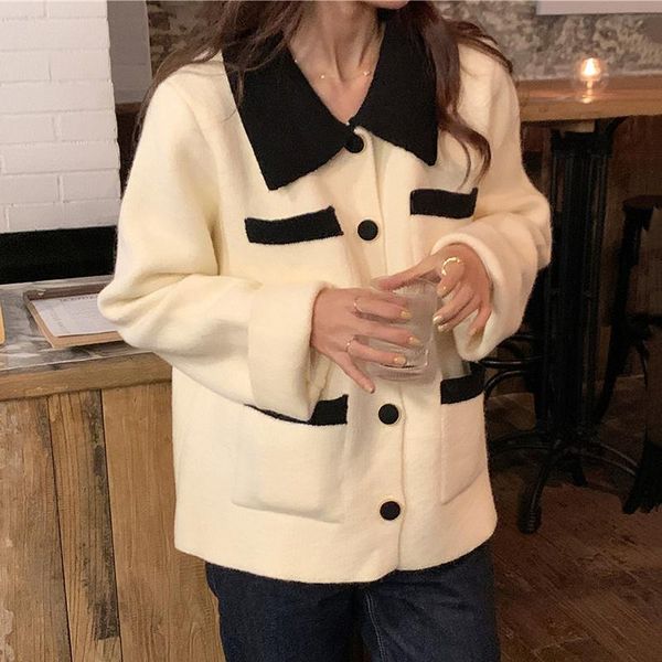 women's knits & tees korea chic green knitted cardigan autumn 2021 laple loose single breasted long sleeve sweater coat fashion n068, White
women's knits & tees korea chic green knitted cardigan autumn 2021 laple loose single breasted long sleeve sweater coat fashion n068, White