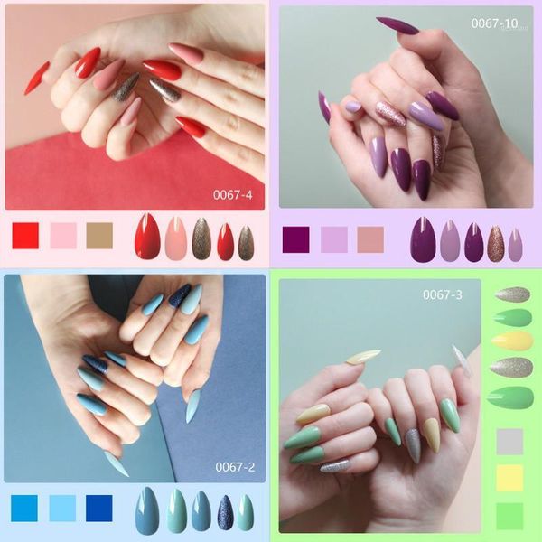 24pcs/set 2021 est colored false nails wearable stiletto style fake full cover press on nail tip manicure tool1, Red;gold
24pcs/set 2021 est colored false nails wearable stiletto style fake full cover press on nail tip manicure tool1, Red;gold