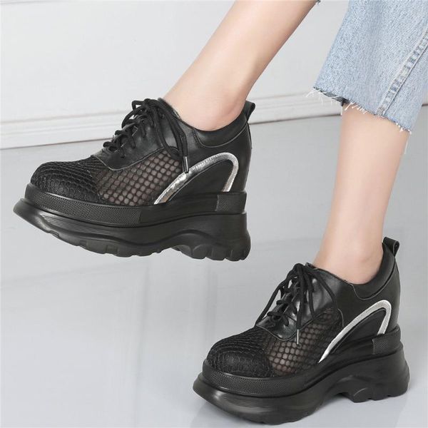 boots fashion sneakers women lace up genuine leather wedges high heel ankle female breathable mesh round toe platform pumps shoe, Black
boots fashion sneakers women lace up genuine leather wedges high heel ankle female breathable mesh round toe platform pumps shoe, Black