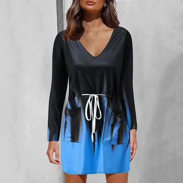casual dresses fashion women v-neck long sleeve bandage draw back splicing printing loose mini dress vestidos de mujer, Black;gray
casual dresses fashion women v-neck long sleeve bandage draw back splicing printing loose mini dress vestidos de mujer, Black;gray
