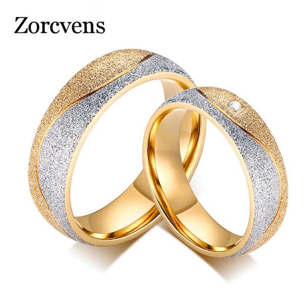 cluster rings zorcvens fashion couple engagement ring for women men sand blasted gold-color stainless steel cz wedding jewelry, Golden;silver
cluster rings zorcvens fashion couple engagement ring for women men sand blasted gold-color stainless steel cz wedding jewelry, Golden;silver