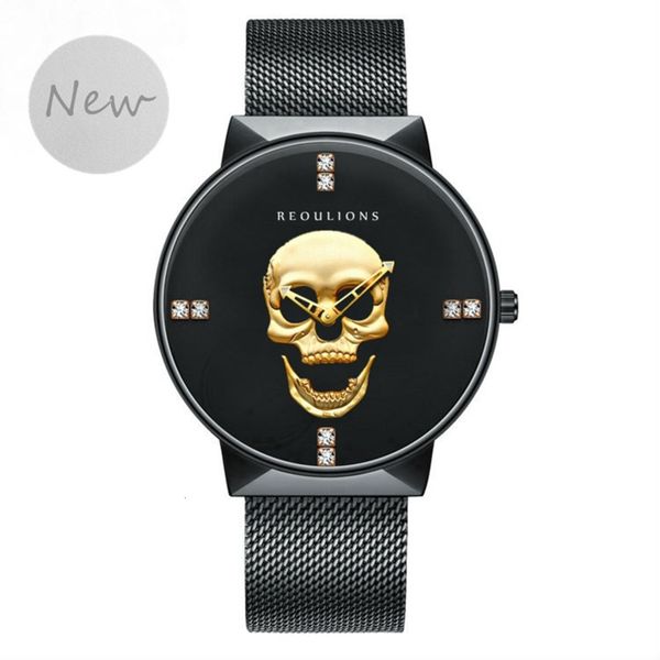 watch simple men's fashion skull black belt creative trend sports quartz, Slivery;brown
watch simple men's fashion skull black belt creative trend sports quartz, Slivery;brown