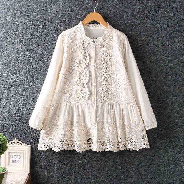 women's blouses & shirts autumn wear japanese sweet round neck hook flower splicing white female long sleeve shirt nwm132 h42h
women's blouses & shirts autumn wear japanese sweet round neck hook flower splicing white female long sleeve shirt nwm132 h42h
