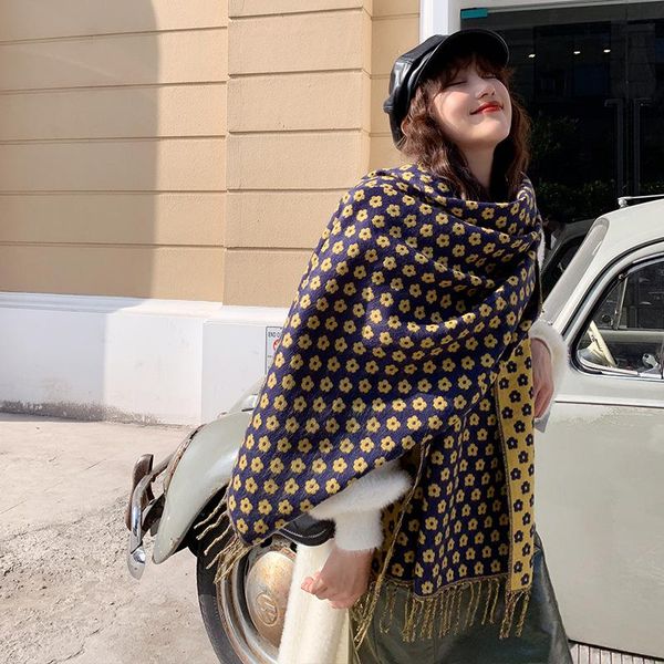 scarves 2021 korean autumn and winter small fresh flowers cashmere women's scarf simple fashion thickened warm tassel shawl hijab, Blue;gray
scarves 2021 korean autumn and winter small fresh flowers cashmere women's scarf simple fashion thickened warm tassel shawl hijab, Blue;gray