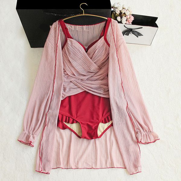 swimwear 2021 little chest gathered with long sleeve cardigan bathing in spring sanya island resort swimsuit, White;black
swimwear 2021 little chest gathered with long sleeve cardigan bathing in spring sanya island resort swimsuit, White;black