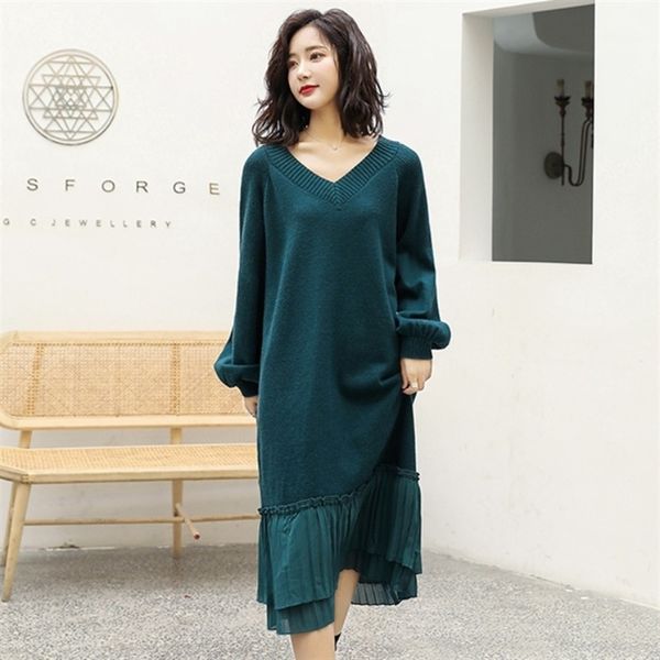 ai9w autumn and winter woolen women's korean chiffon stitching pullover plus dresses size t-shirt loose size t-shirt dress medium lengt
ai9w autumn and winter woolen women's korean chiffon stitching pullover plus dresses size t-shirt loose size t-shirt dress medium lengt