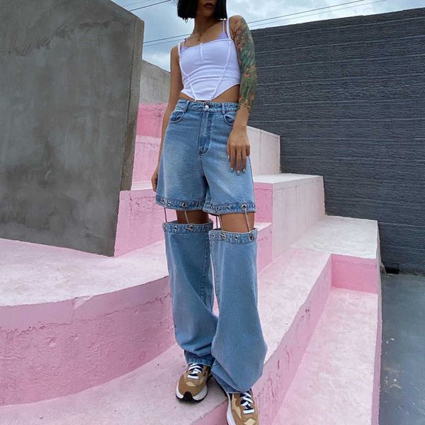 fashion jeans a variety of ways to wear niche design 2021 summer chain splicing high waist solid color wide leg pants, Blue
fashion jeans a variety of ways to wear niche design 2021 summer chain splicing high waist solid color wide leg pants, Blue