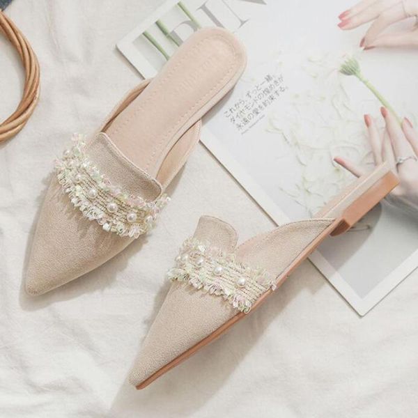 fashion slipper women's outer wear summer all-match baotou flat mule shoes pointed ribbon beaded lazy half slippers qq100, Black
fashion slipper women's outer wear summer all-match baotou flat mule shoes pointed ribbon beaded lazy half slippers qq100, Black