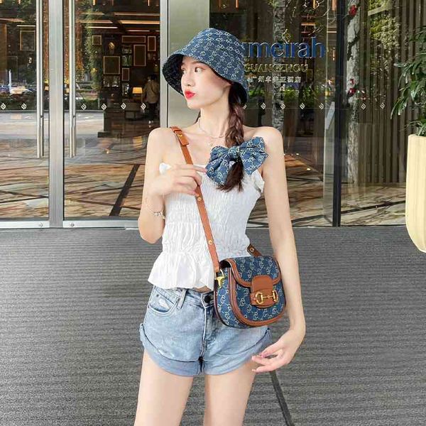 new fashion denim saddle bag women's gift box single shoulder messenger bag purses