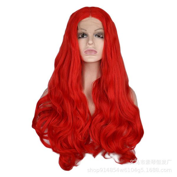 red front lace chemical fiber headgear star wig female curly hair, Black
red front lace chemical fiber headgear star wig female curly hair, Black