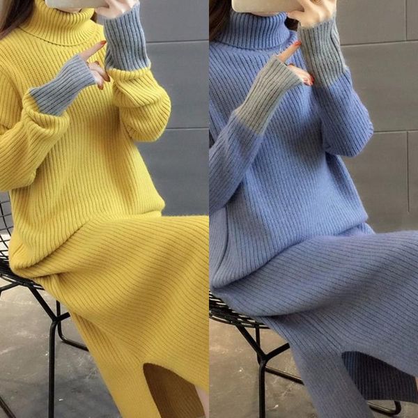 casual dresses women sweater knitted long slim turtleneck sleeve lady loose mid-calf, Black;gray
casual dresses women sweater knitted long slim turtleneck sleeve lady loose mid-calf, Black;gray
