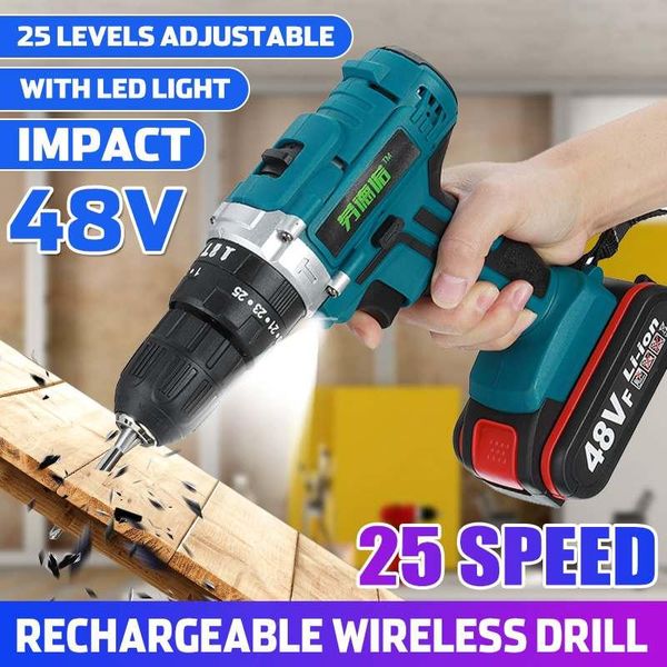professiona electric drills 48v cordless impact drill screwdriver mini wireless power driver with 1/2pcs lithium-ion battery 3/8-inch 2-spee
professiona electric drills 48v cordless impact drill screwdriver mini wireless power driver with 1/2pcs lithium-ion battery 3/8-inch 2-spee
