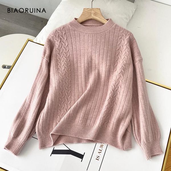 women's sweaters biaoruina pure color elegant loose vertical twist knitted pullover round neck ladies autumn winter warm thick sweater, White;black
women's sweaters biaoruina pure color elegant loose vertical twist knitted pullover round neck ladies autumn winter warm thick sweater, White;black