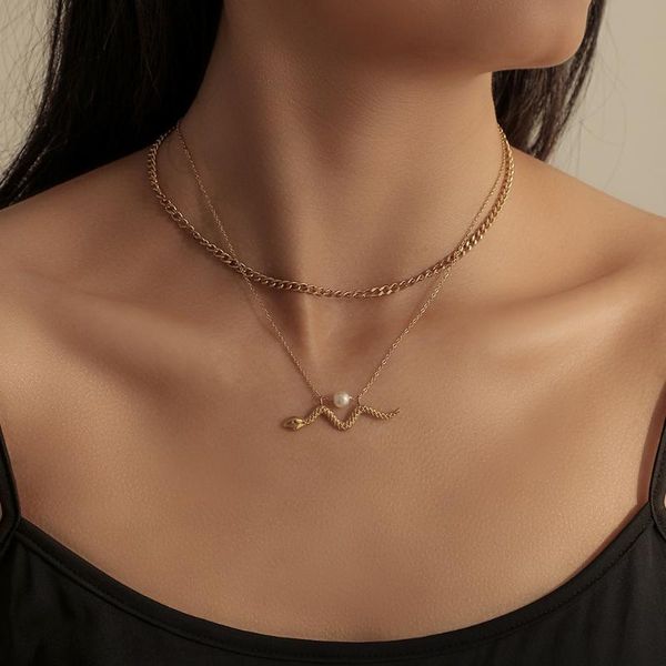 pendant necklaces european personality fashion stainless steel double necklace titanium pearl snake for women gift, Silver
pendant necklaces european personality fashion stainless steel double necklace titanium pearl snake for women gift, Silver