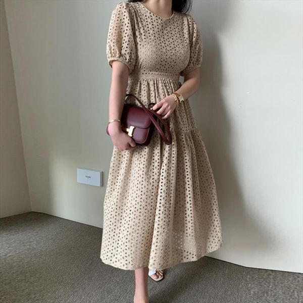 office chic summer women dress o neck embroidery hollow out high waist long dresses female fashion clothes, Black;gray
office chic summer women dress o neck embroidery hollow out high waist long dresses female fashion clothes, Black;gray