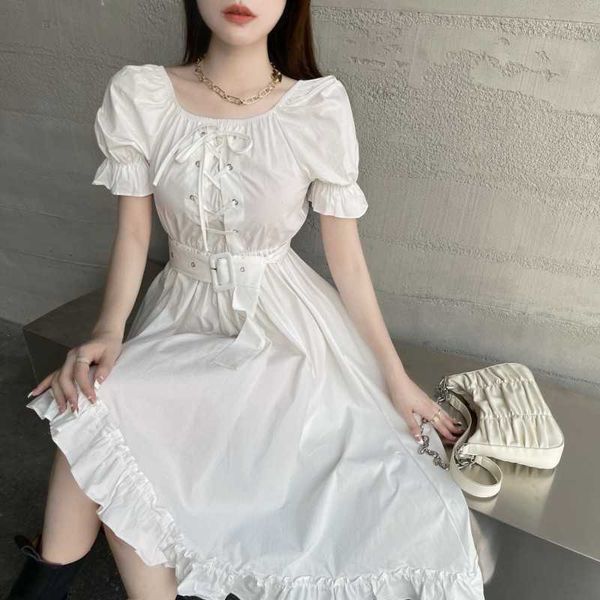 korean summer elegant square collar vintage puff sleeve lace up casual irregular ruffles midi dress female vestidos 210526, Black;gray
korean summer elegant square collar vintage puff sleeve lace up casual irregular ruffles midi dress female vestidos 210526, Black;gray