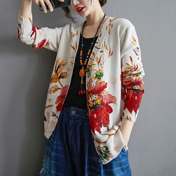 women knitted cardigan coats new arrival autumn vintage floral print v-neck ladies casual sweaters s2116 210412, White;black
women knitted cardigan coats new arrival autumn vintage floral print v-neck ladies casual sweaters s2116 210412, White;black
