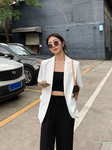 women's suits & blazers mulvan single-breasted short-sleeved blazer thin 2021 summer loose casual, White;black
women's suits & blazers mulvan single-breasted short-sleeved blazer thin 2021 summer loose casual, White;black