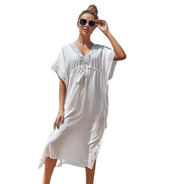 women's swimwear cotton white swim suit cover up beach robe kaftans tunic pareo lace bikini ups pareos de playa mujer, White;black
women's swimwear cotton white swim suit cover up beach robe kaftans tunic pareo lace bikini ups pareos de playa mujer, White;black