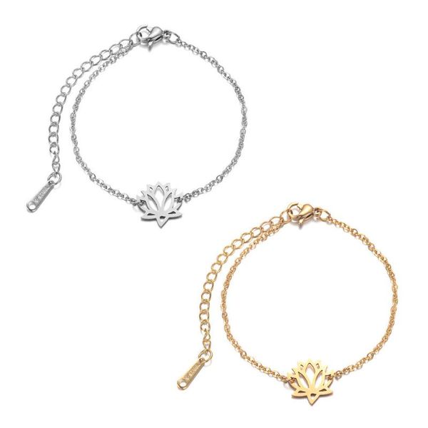 charm bracelets 2021 titanium stainless steel hollow out lotus flower yoga bracelet gold tone adjustable link chain for women bangle gift, Golden;silver
charm bracelets 2021 titanium stainless steel hollow out lotus flower yoga bracelet gold tone adjustable link chain for women bangle gift, Golden;silver