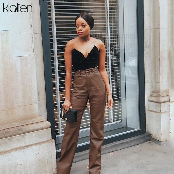 women's pants & capris klalien autumn fashion high waist straight trousers women pu leather solid wide leg 2021 street wild female bott, Black;white
women's pants & capris klalien autumn fashion high waist straight trousers women pu leather solid wide leg 2021 street wild female bott, Black;white