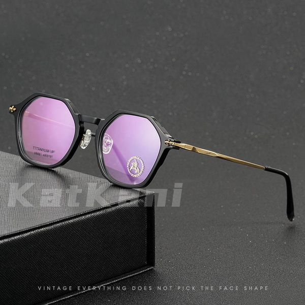 fashion sunglasses frames katkani pure titanium retro plate glasses frame men small face polygonal comfortable optical prescription 09-9642, Black
fashion sunglasses frames katkani pure titanium retro plate glasses frame men small face polygonal comfortable optical prescription 09-9642, Black