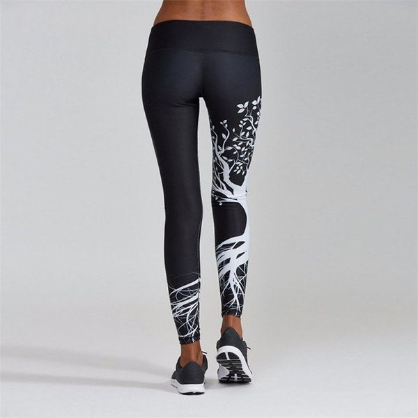 25# women printed leggings sports pants workout gym legging fitness exercise athletic plus size legins, Black;white