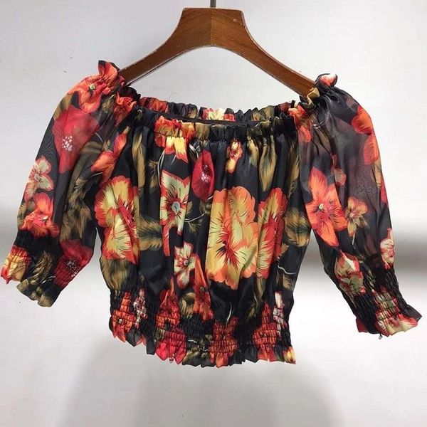 knits spring summer casual 2 piece women red floral print crop +pocket belt deco high waist short sets suit, White 
knits spring summer casual 2 piece women red floral print crop +pocket belt deco high waist short sets suit, White