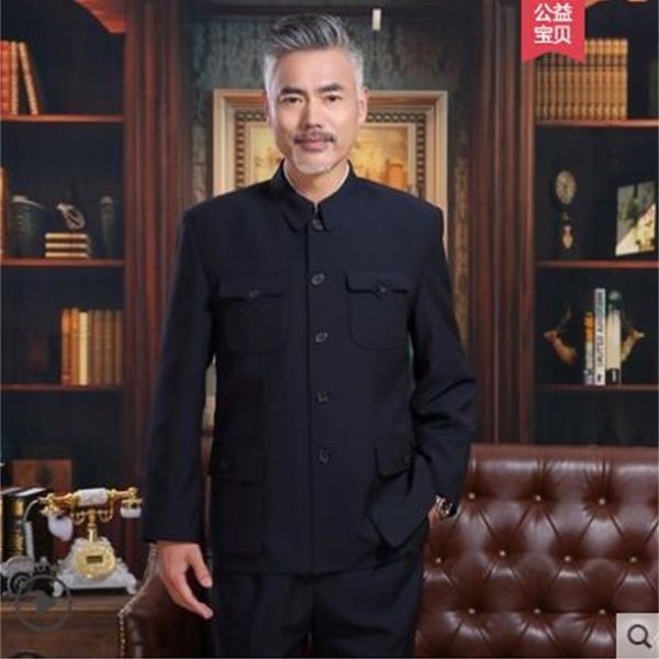men's suits & blazers middle-aged chinese tunic suit men blazer set pants coats mens jacket grandpa clothes father spring autumn winter, White;black
men's suits & blazers middle-aged chinese tunic suit men blazer set pants coats mens jacket grandpa clothes father spring autumn winter, White;black