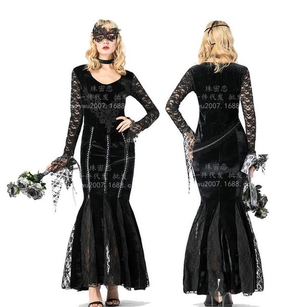 1 / 2 halloween black lace vampire role play costume tuxedo long skirt_rw, Black;red
1 / 2 halloween black lace vampire role play costume tuxedo long skirt_rw, Black;red