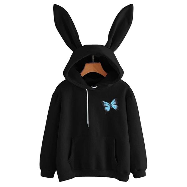 fashion hoodies autumn and winter 2021 rabbit ear butterfly print women's lovely long sleeve hooded sweater fleece, Black
fashion hoodies autumn and winter 2021 rabbit ear butterfly print women's lovely long sleeve hooded sweater fleece, Black