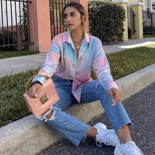 trendy tie dye print shirts women fashion long sleeve blouses single breasted turn-down collar multi-color loose clothes 210413, White
trendy tie dye print shirts women fashion long sleeve blouses single breasted turn-down collar multi-color loose clothes 210413, White