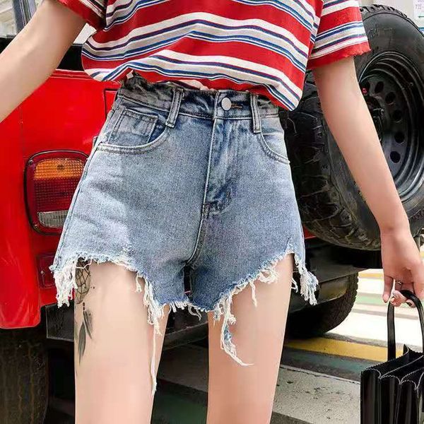 women's shorts spring summer 2021 holed denim new high waist wide leg large size loose and thin student a-line pants, White;black
women's shorts spring summer 2021 holed denim new high waist wide leg large size loose and thin student a-line pants, White;black