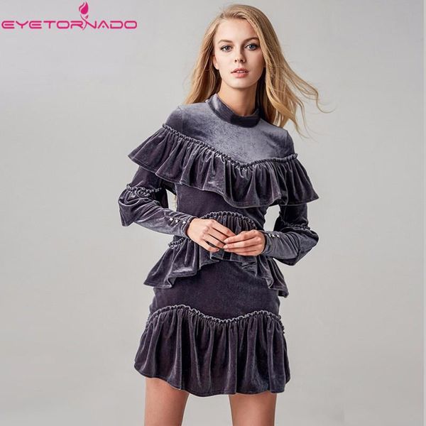casual dresses women fashion ruffled short bodycon bandage velvet dress autumn work party ball formal mini e8342, Black;gray
casual dresses women fashion ruffled short bodycon bandage velvet dress autumn work party ball formal mini e8342, Black;gray